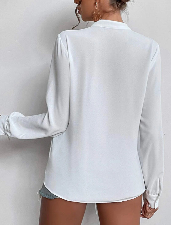 Koszula z ażurową aplikacją i transparentnymi wstawkami na ramionach Masja-Bluzki Topy Koszule-Evoranow