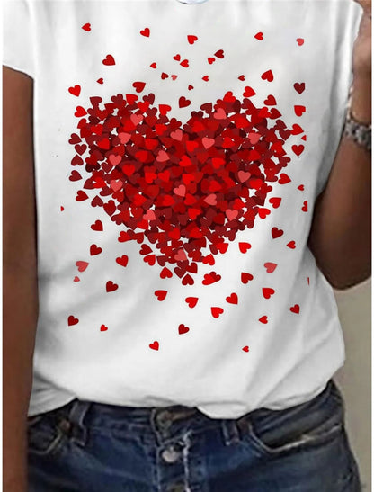 Koszulka z krótkim rękawem i motywem serca Costanza-Bluzki Topy Koszule-Evoranow