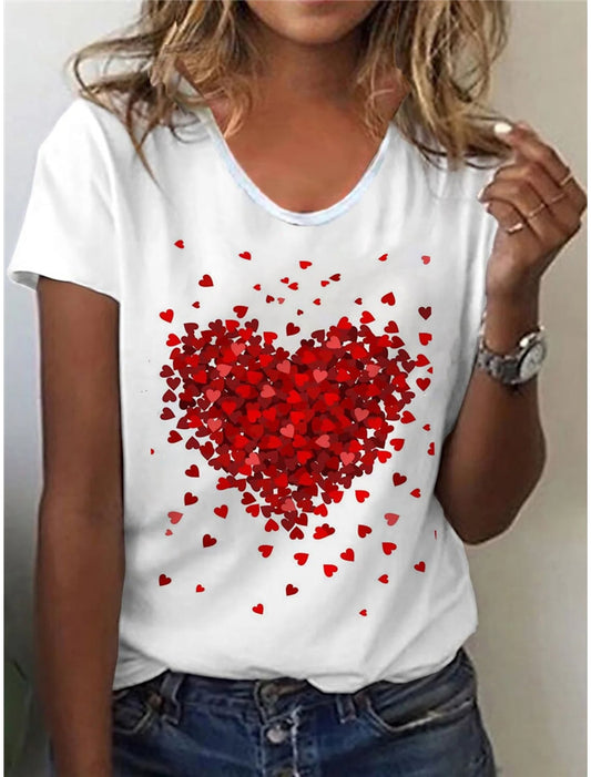 Koszulka z krótkim rękawem i motywem serca Costanza-Bluzki Topy Koszule-Evoranow