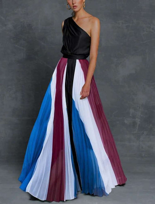 Sukienka długa plisowana asymetryczna Giesa-Sukienki-Evoranow