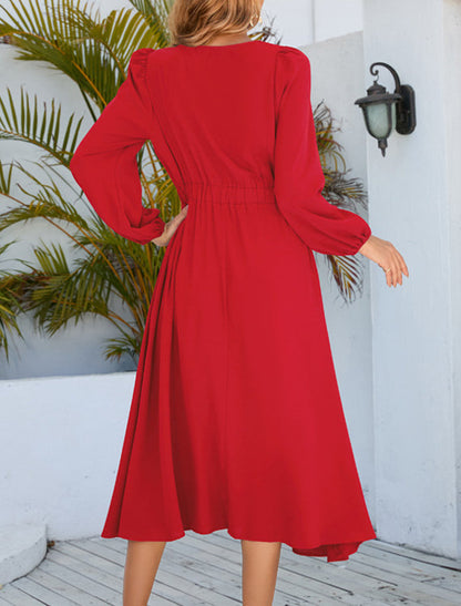Sukienka midi z drapowaniem na dekolcie Geikeline-Sukienki-Evoranow