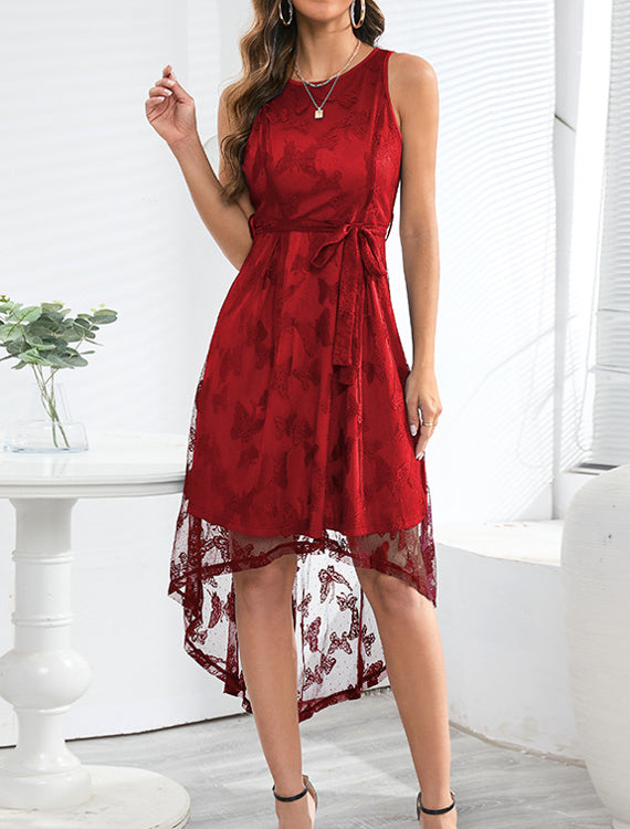 Sukienka mini z koronkową asymetryczną warstwą Sumeyra-Sukienki-Evoranow