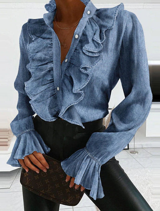 Bluzka jeansowa z falbanami Laural