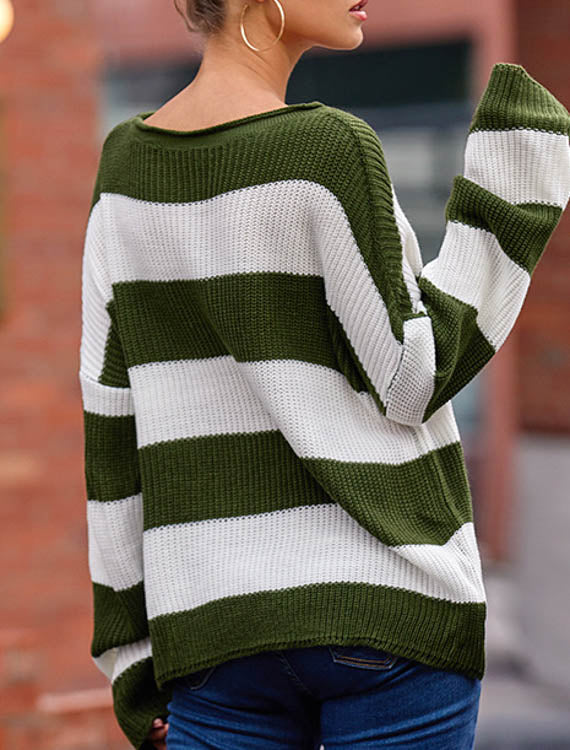 Sweter w prążki z luźnymi rękawami Ashlea
