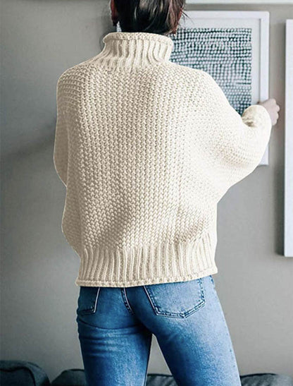 Sweter z półgolfem o waflowym splocie Akife