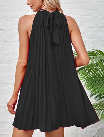 Sukienka mini plisowana z dekoltem typu halter Alvilde