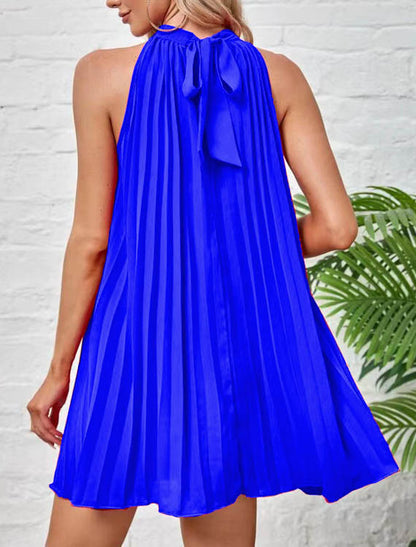 Sukienka mini plisowana z dekoltem typu halter Alvilde