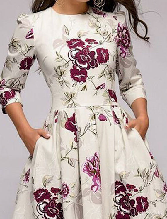 Sukienka midi rozkloszowana z nadrukiem Nehir