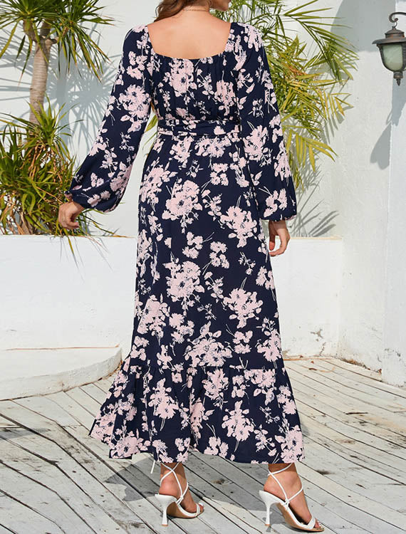 Sukienka maxi z nadrukiem z dekoltem w serek Florinela