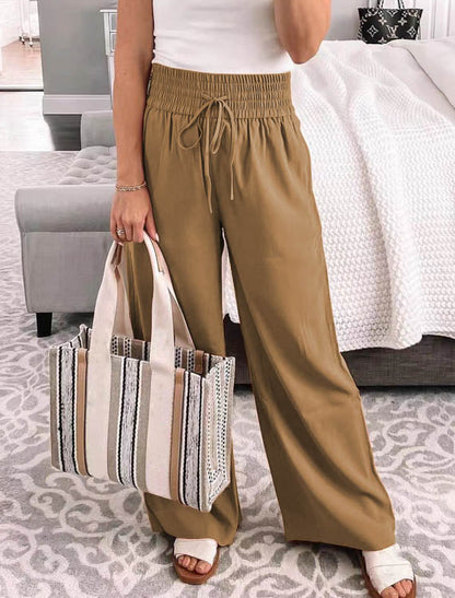 Spodnie z gumą w pasie z rozszerzanymi nogawkami Luce-Spodnie Szorty Spódnice-Evoranow