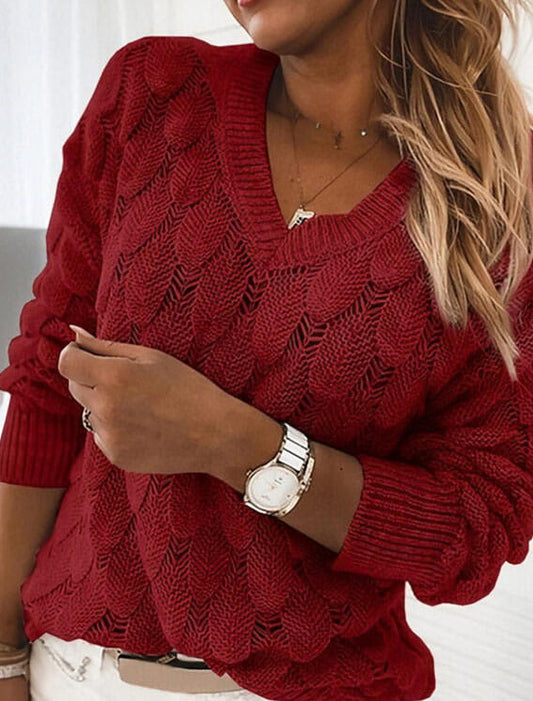 Sweter ażurowy z dekoltem w serek Ludivine